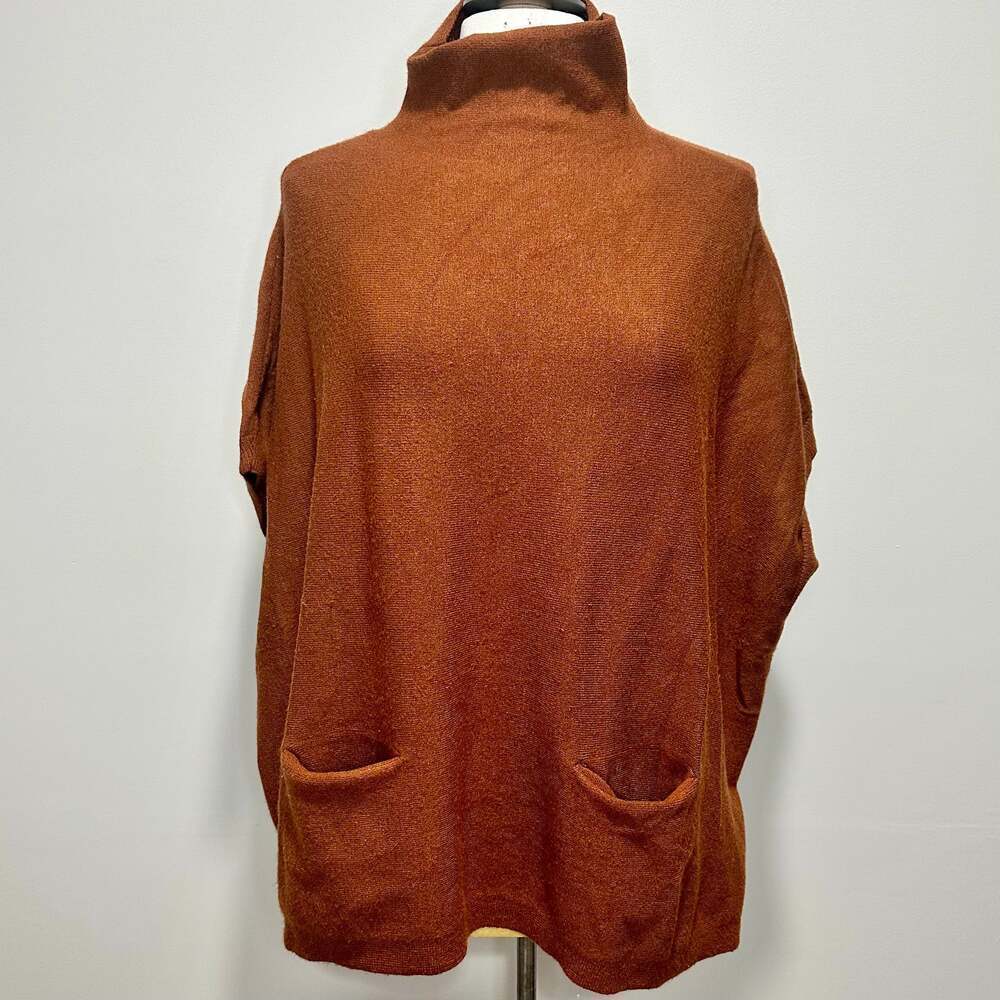 Moth Anthropology Turtleneck Poncho, burnt orange, Sz S